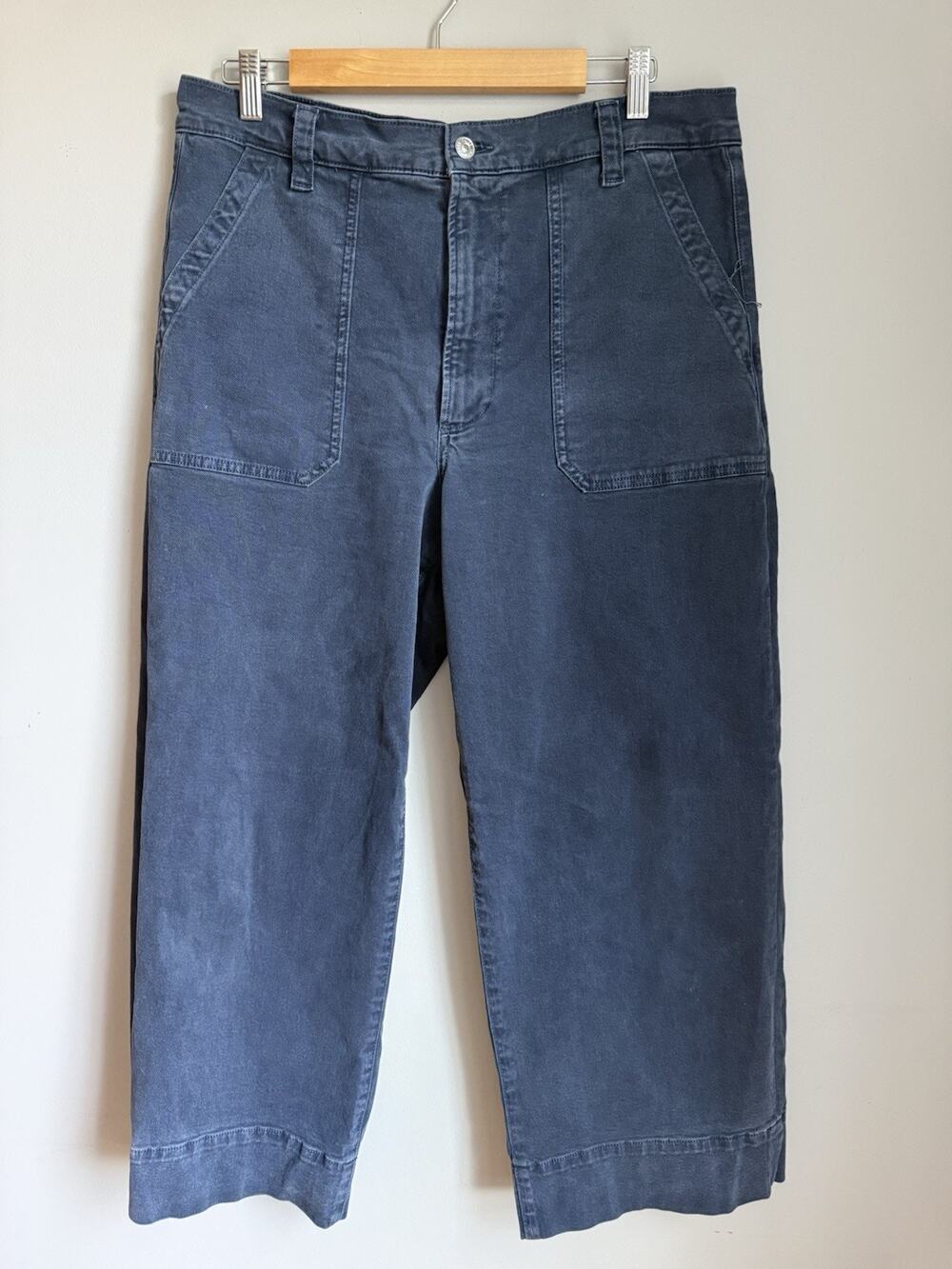 PAIGE CAMERON ANKLE Womens Wide Leg High-Rise Jeans Size 32 Cropped Navy Pockets